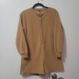 Old Navy Small Tan Long Sleve Lounge Romper